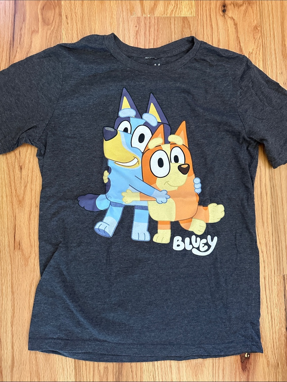 Bluey Graphic Tee for Kids - Charcoal with Blue & Orange Characters